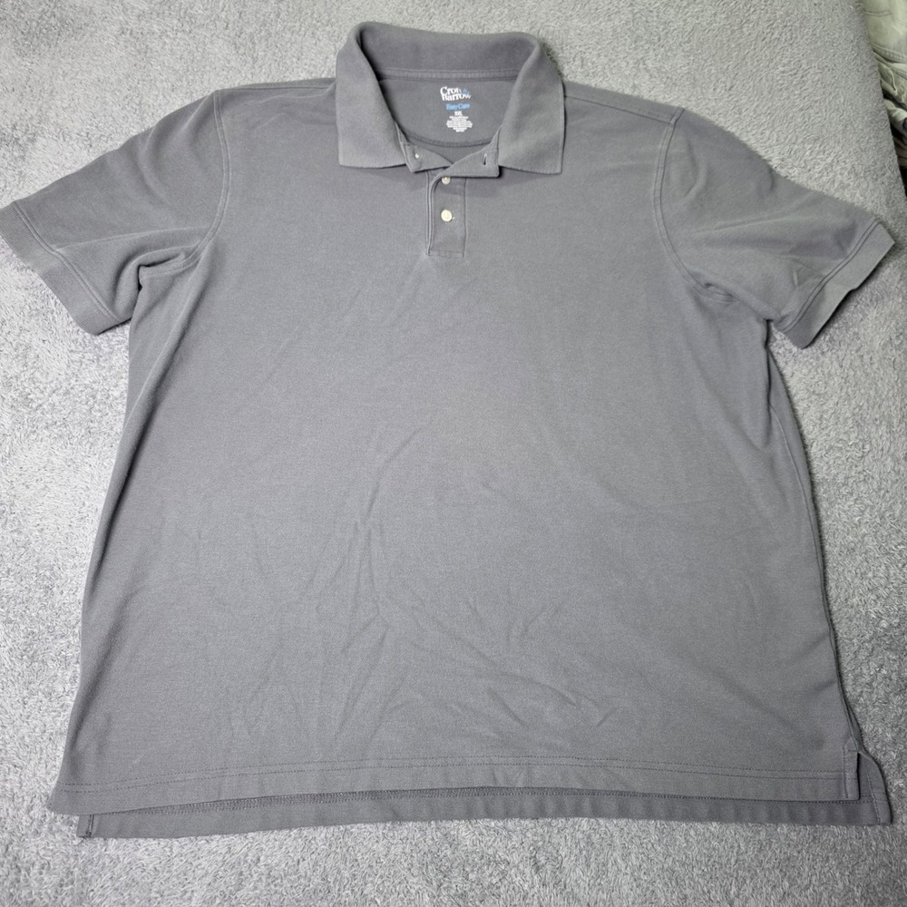Croft & Barrow Mens XXL Polo Shirt Gray Short Sleeve Easy Care Pique Knit 6036